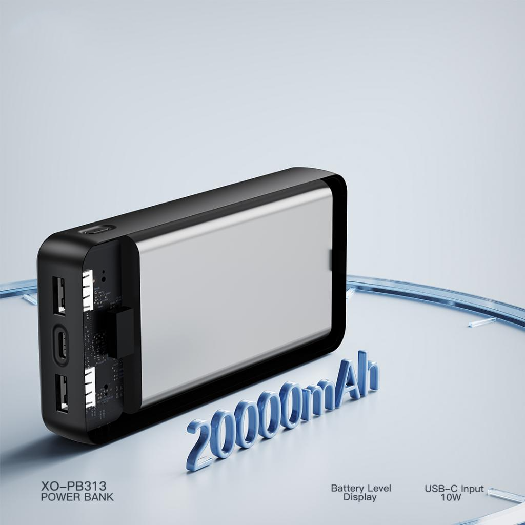 Extern batteri XO Design PB313, 20000mAh, 10W, 2 x USB-A, Svart