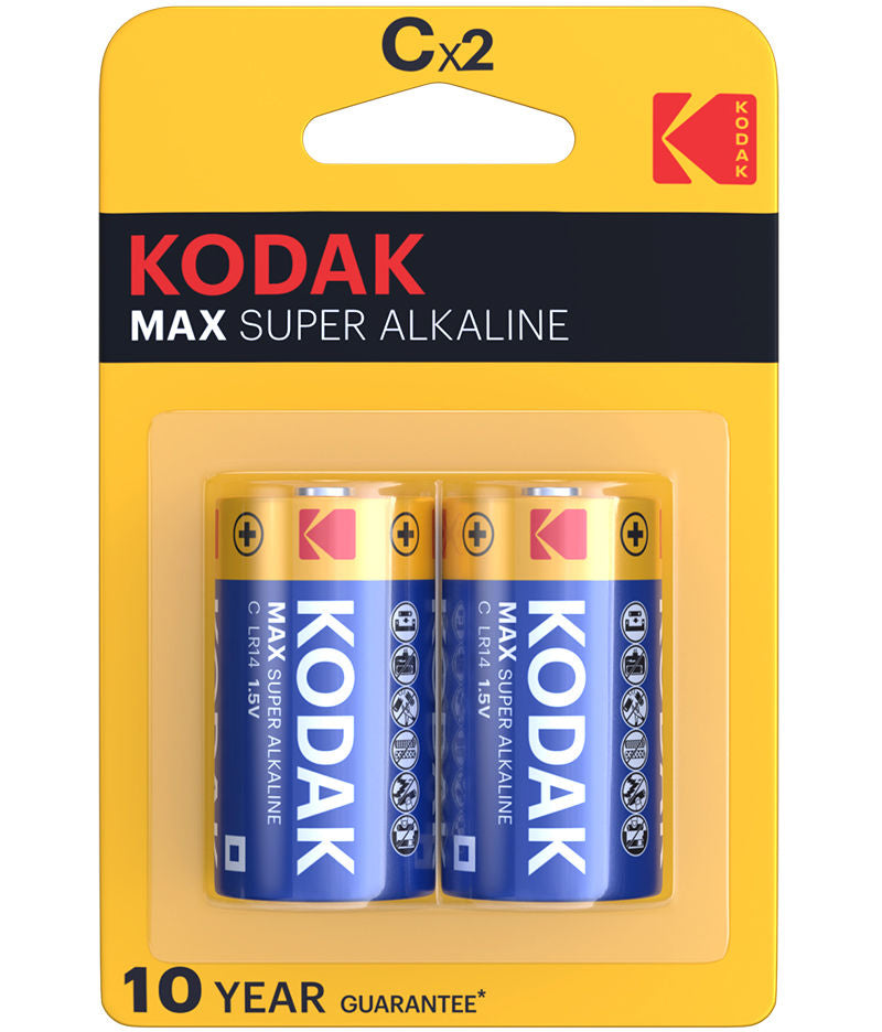 Kodak Max Super Alkaline-batteri, LR14, Set om 2 stycken
