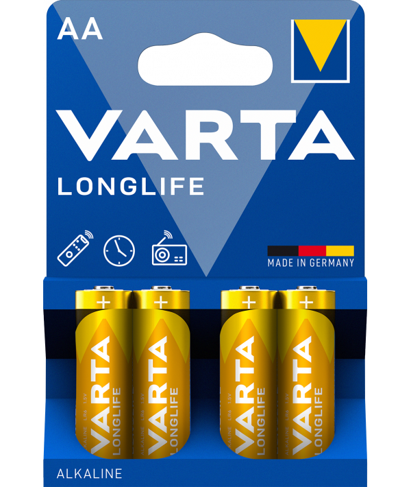 Varta Longlife 4106 batteri, AA / LR6, Set om 4 stycken