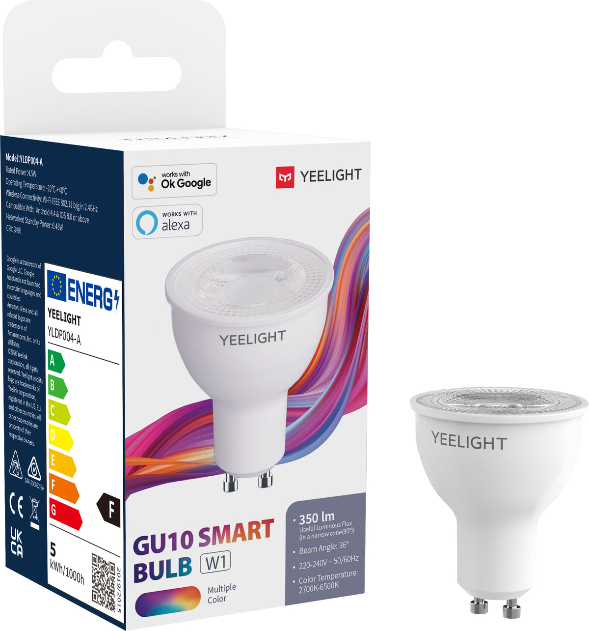 LED-lampa Yeelight W1, Wi-Fi, GU10, 4.5W, 2700K - 6500K, 350lm, Flerfärgad YLDP004-A
