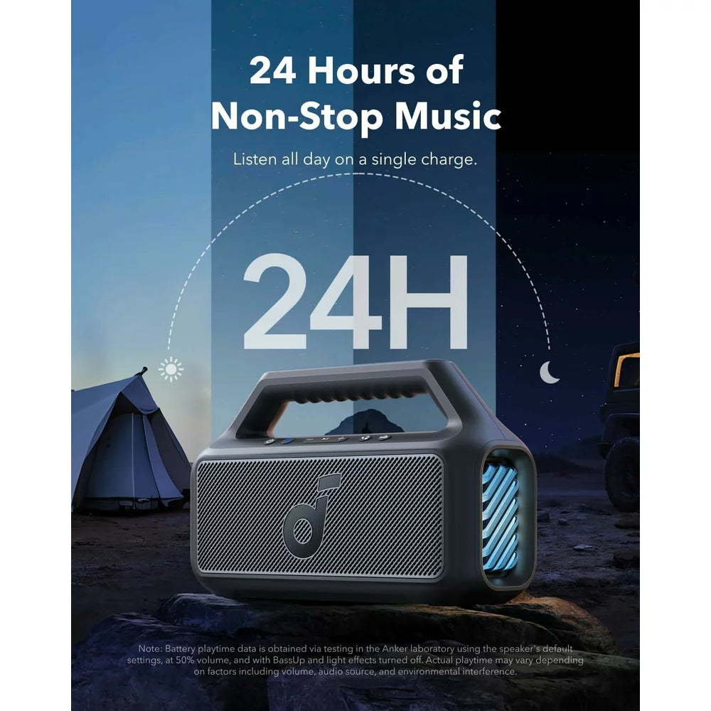 Bärbar Bluetooth-högtalare Anker SoundCore Boom 2, 80W, TWS, RGB, Vattentät, Svart A3138011