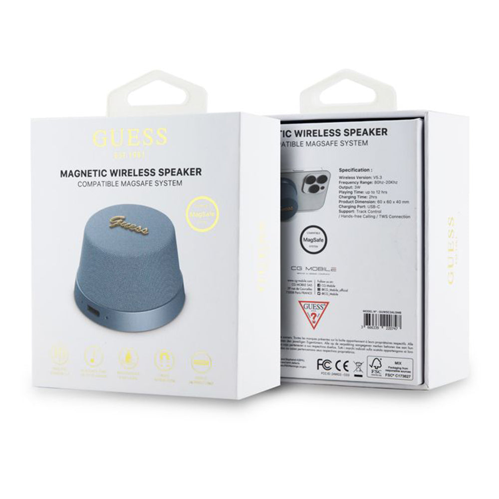 Bärbar Bluetooth-högtalare Guess Stand Magnetic Script Metal, 3W, Blå