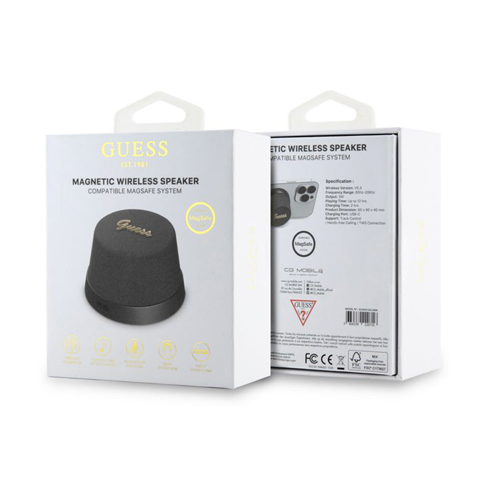 Bärbar Bluetooth-högtalare Guess Stand Magnetic Script Metal, 3W, Svart