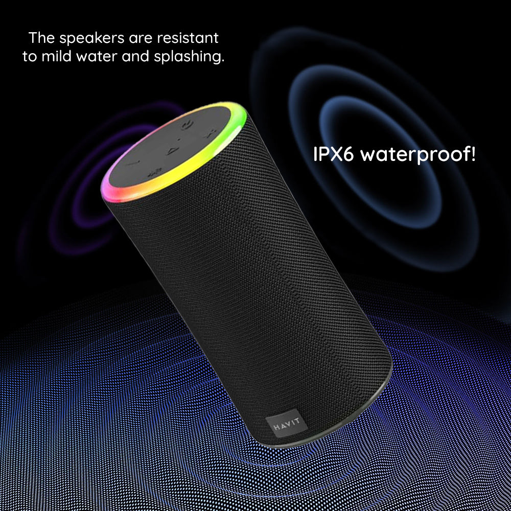 Bärbar Bluetooth-högtalare HAVIT SK833BT, 2 x 10W, RGB, Vattentät, Svart