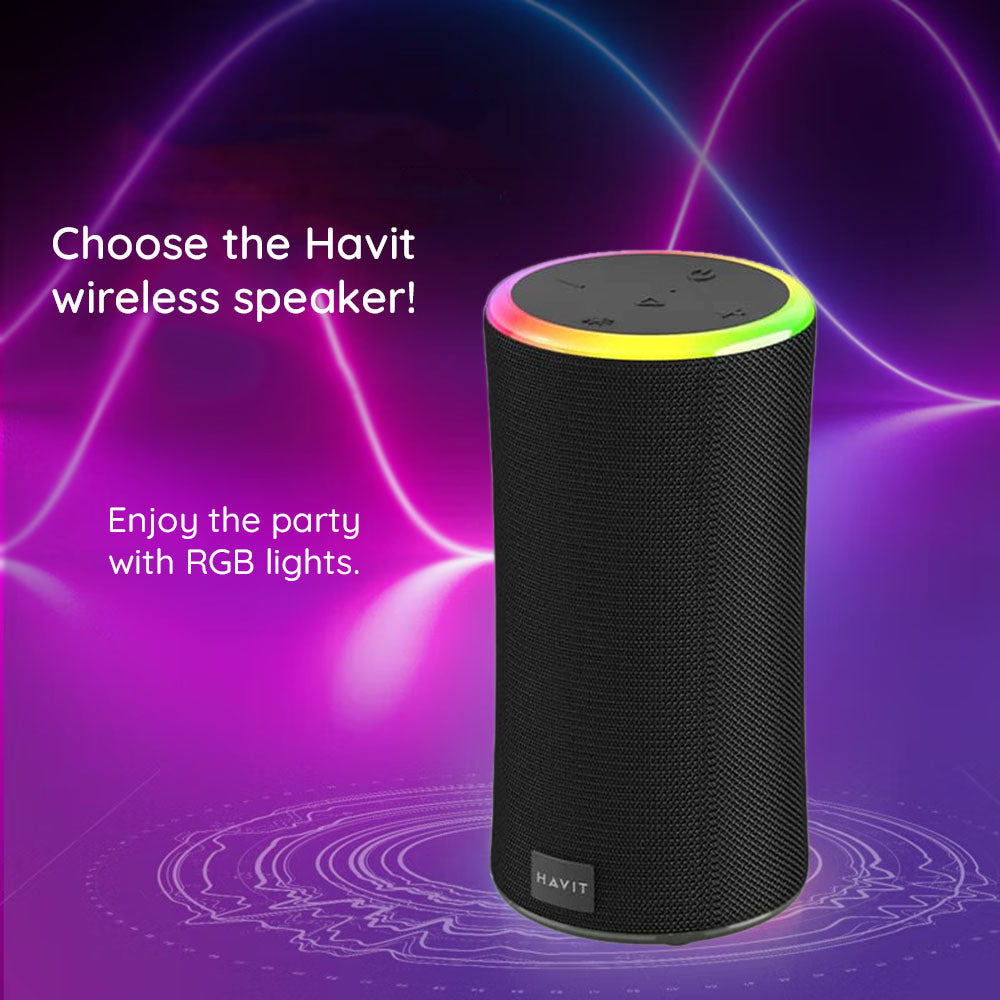 Bärbar Bluetooth-högtalare HAVIT SK833BT, 2 x 10W, RGB, Vattentät, Svart