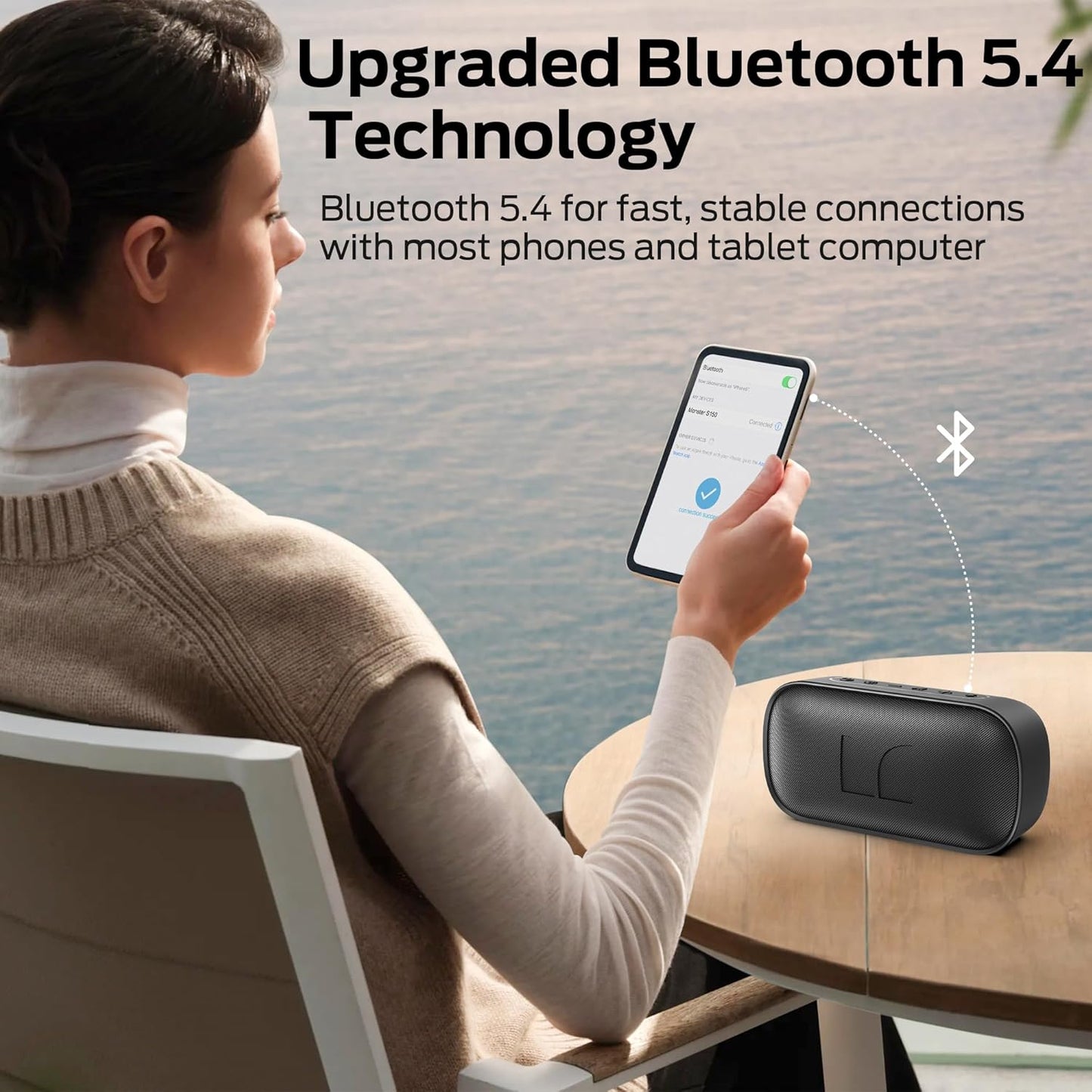 Bärbar Bluetooth-högtalare Monster S150, 14W, TWS, RGB, Vattentät, Svart