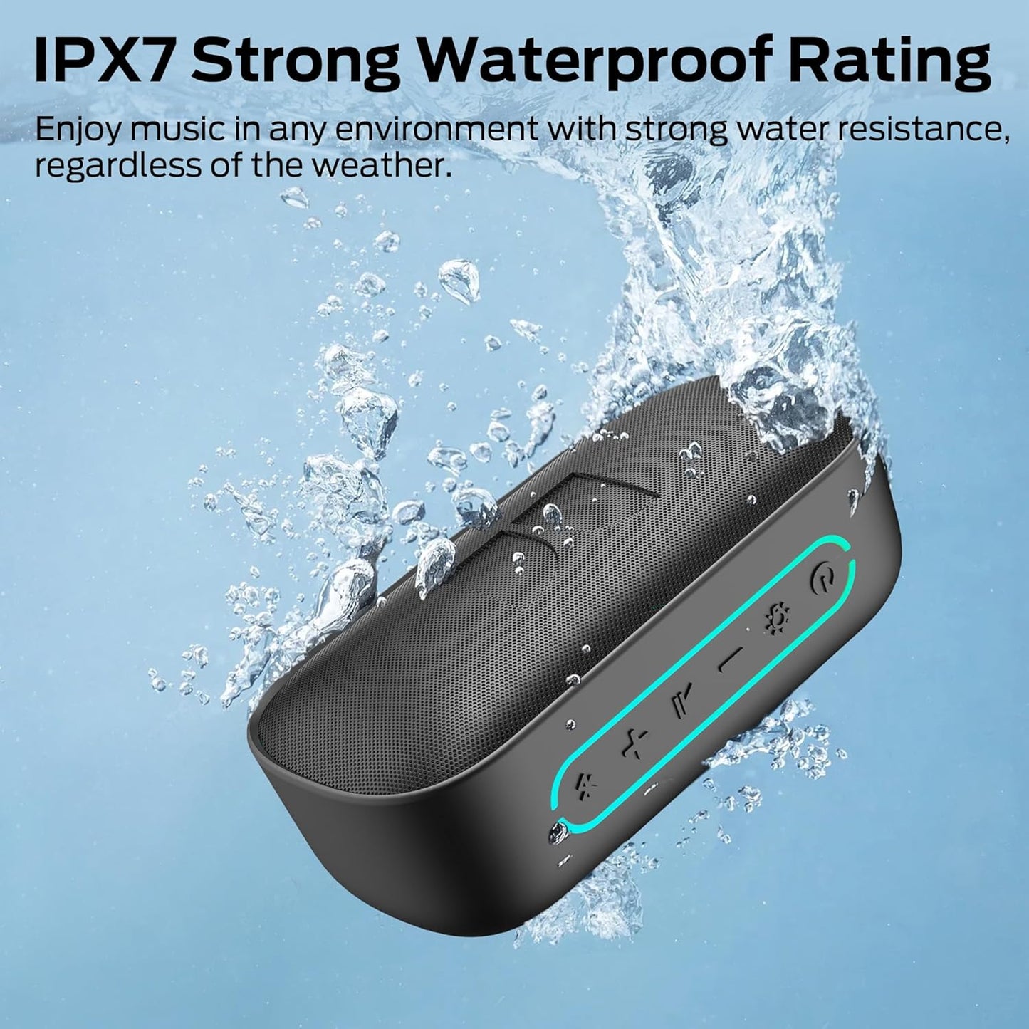 Bärbar Bluetooth-högtalare Monster S150, 14W, TWS, RGB, Vattentät, Svart