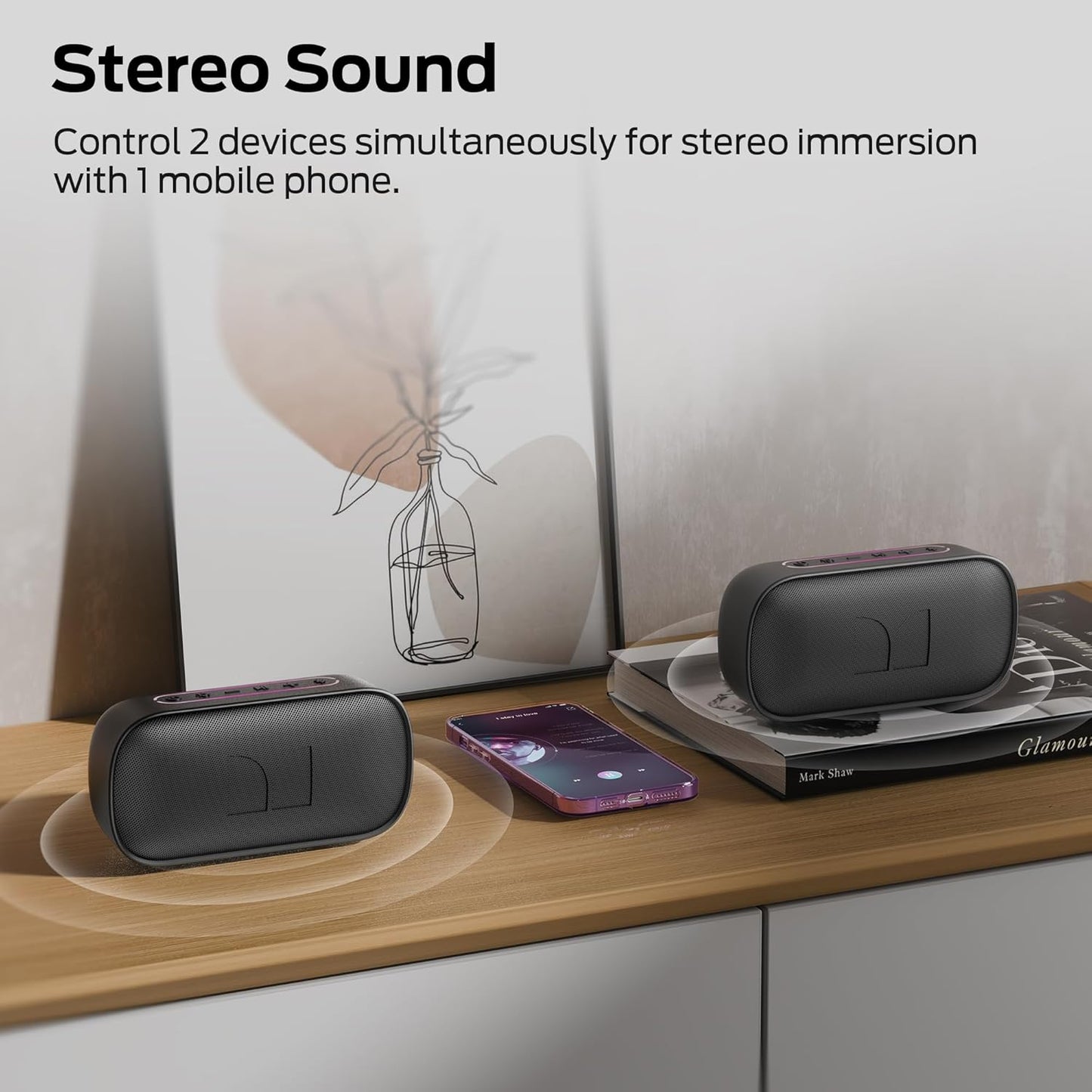 Bärbar Bluetooth-högtalare Monster S150, 14W, TWS, RGB, Vattentät, Svart