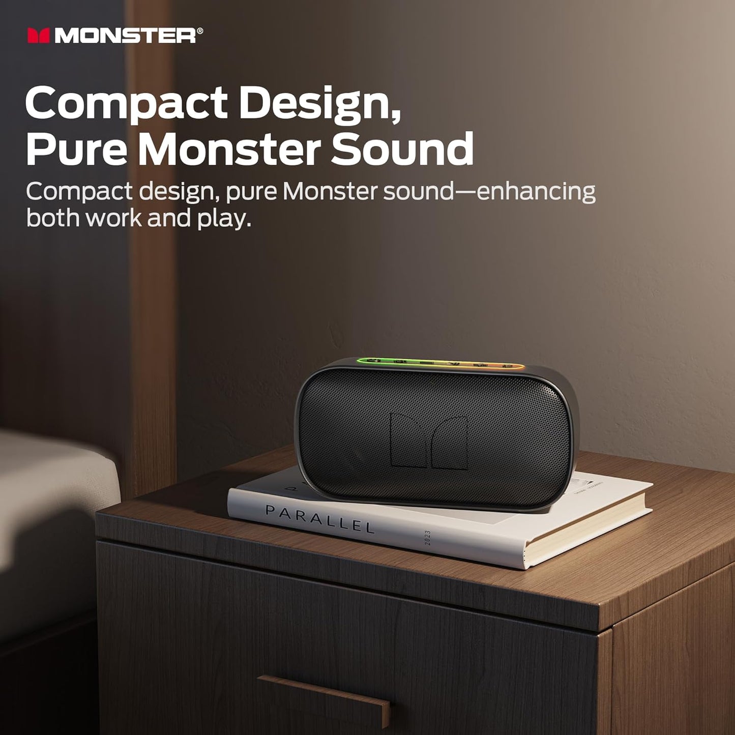 Bärbar Bluetooth-högtalare Monster S150, 14W, TWS, RGB, Vattentät, Svart