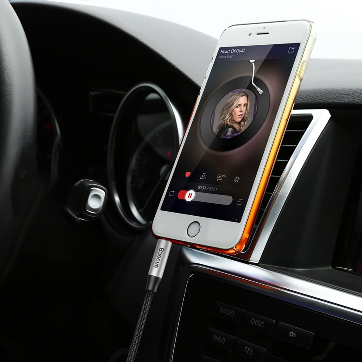 Baseus Yiven M30 3.5mm - 3.5mm Audio Cable, 1m, Black CAM30-BS1