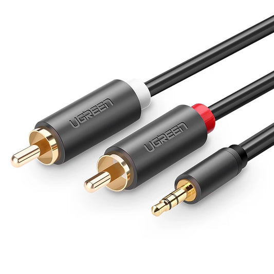 Ljudkabel 3,5mm - 2 x RCA UGREEN AV102, 2m, Svart