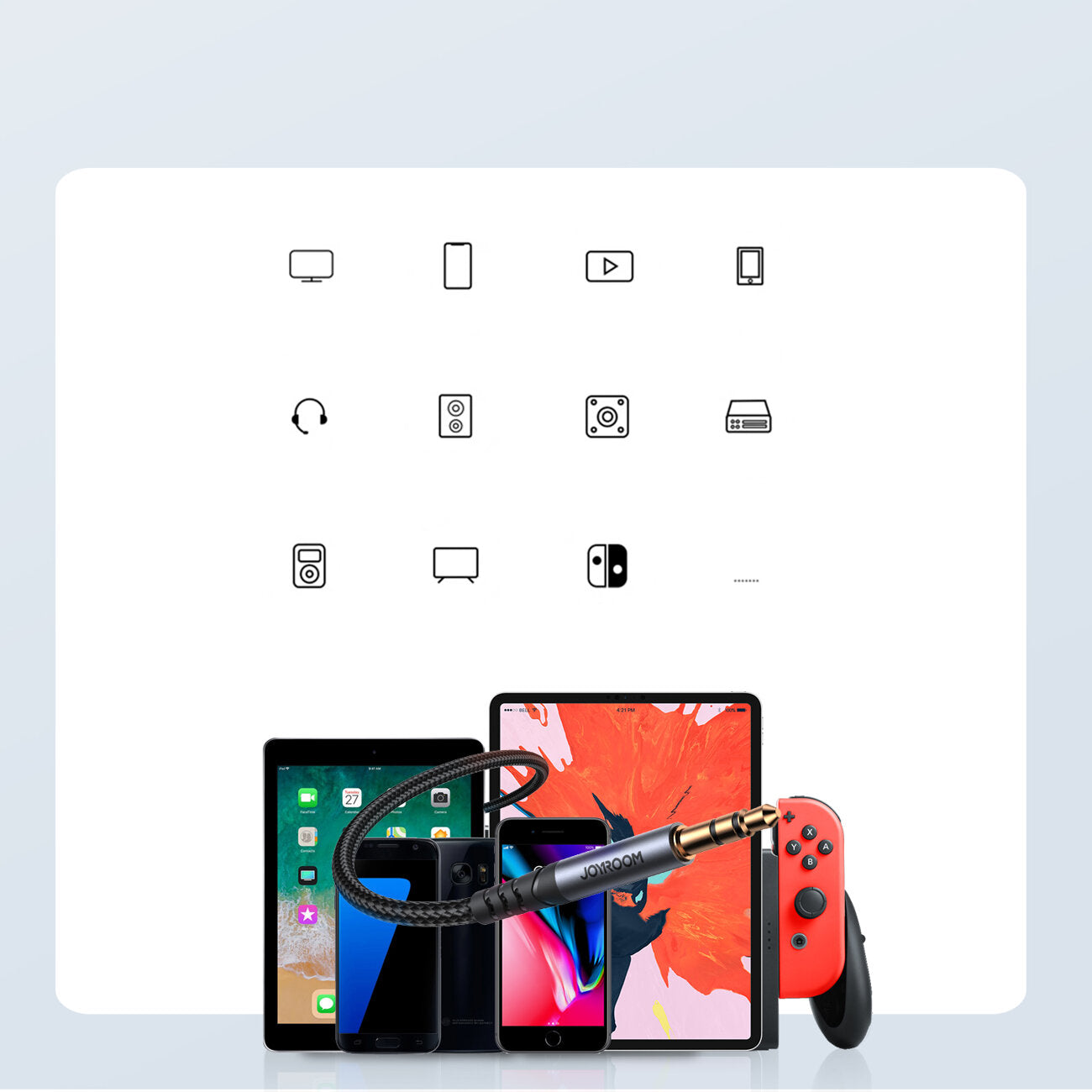 Audio Kabel 3.5mm - 3.5mm Joyroom SY-A08, 1.2m, Svart