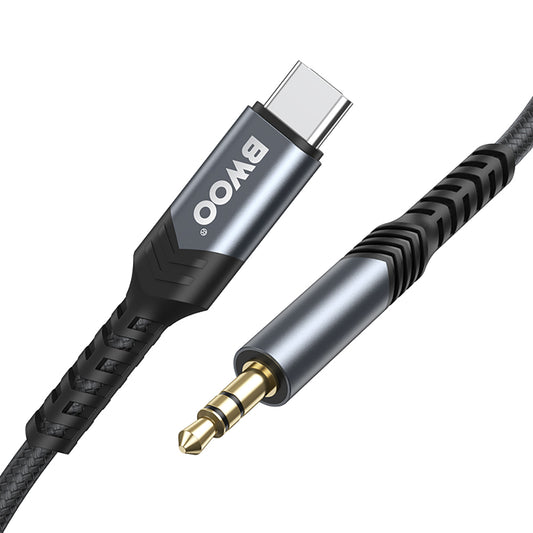 Ljudkabel USB-C - 3,5 mm BWOO BO-AUX066, 1,2 m, svart