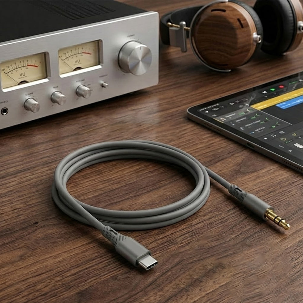Audio Kabel USB-C - 3.5mm Techsuit AC4 SoundFlex, 1m, Grå