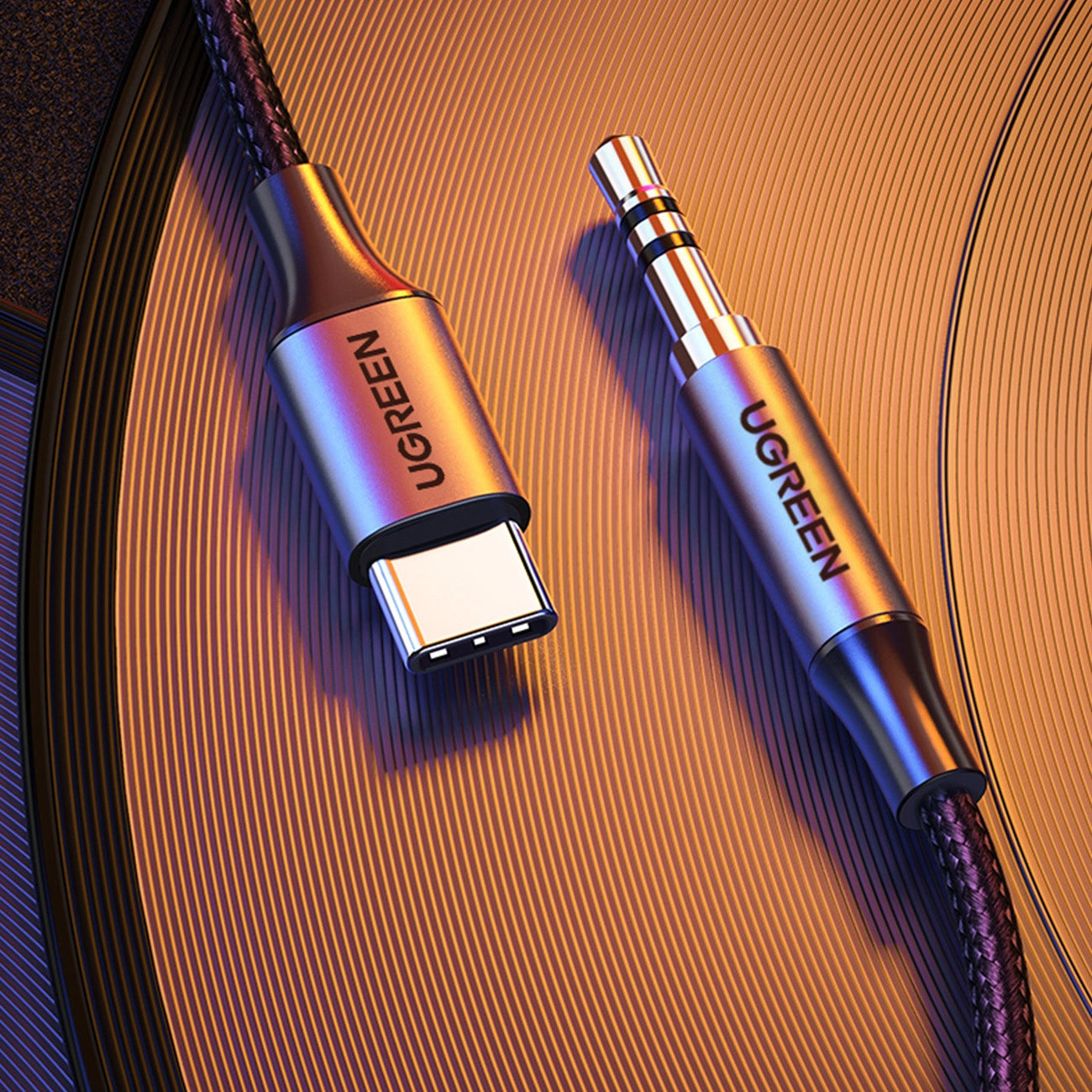 Audio Kabel USB-C - 3.5mm UGREEN AV143, 1m, Grå