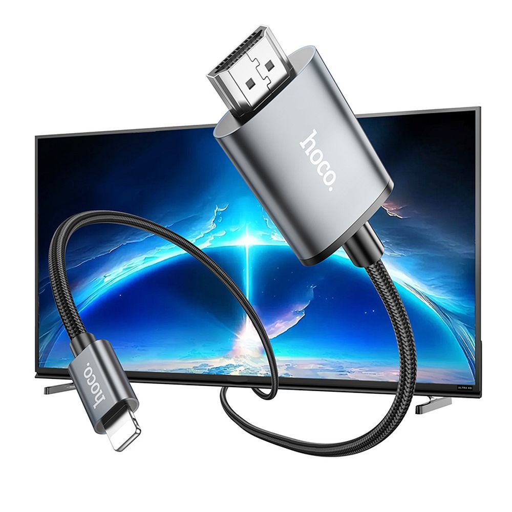 Audio- och videokabel Lightning - HDMI HOCO UA27, 2m, Grå