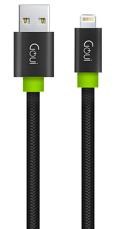 Data- och laddningskabel USB-A - Lightning Goui Fashion Flat, 18W, 1m, Svart G-LC8PINFBF-K