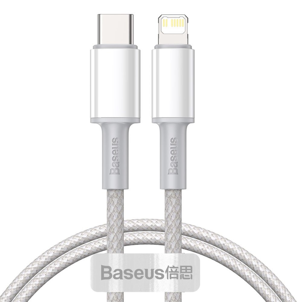 Baseus högdensitetsflätad USB-C - Lightning data- och laddningskabel, 20W, 1m, vit CATLGD-02