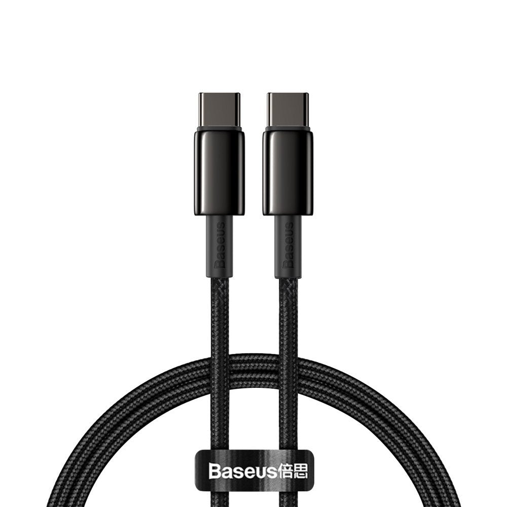 USB-C data- och laddningskabel - USB-C Baseus Tungsten Baseus Tungsten Gold, 100W, 1m, svart CATWJ-01 CATWJ-01