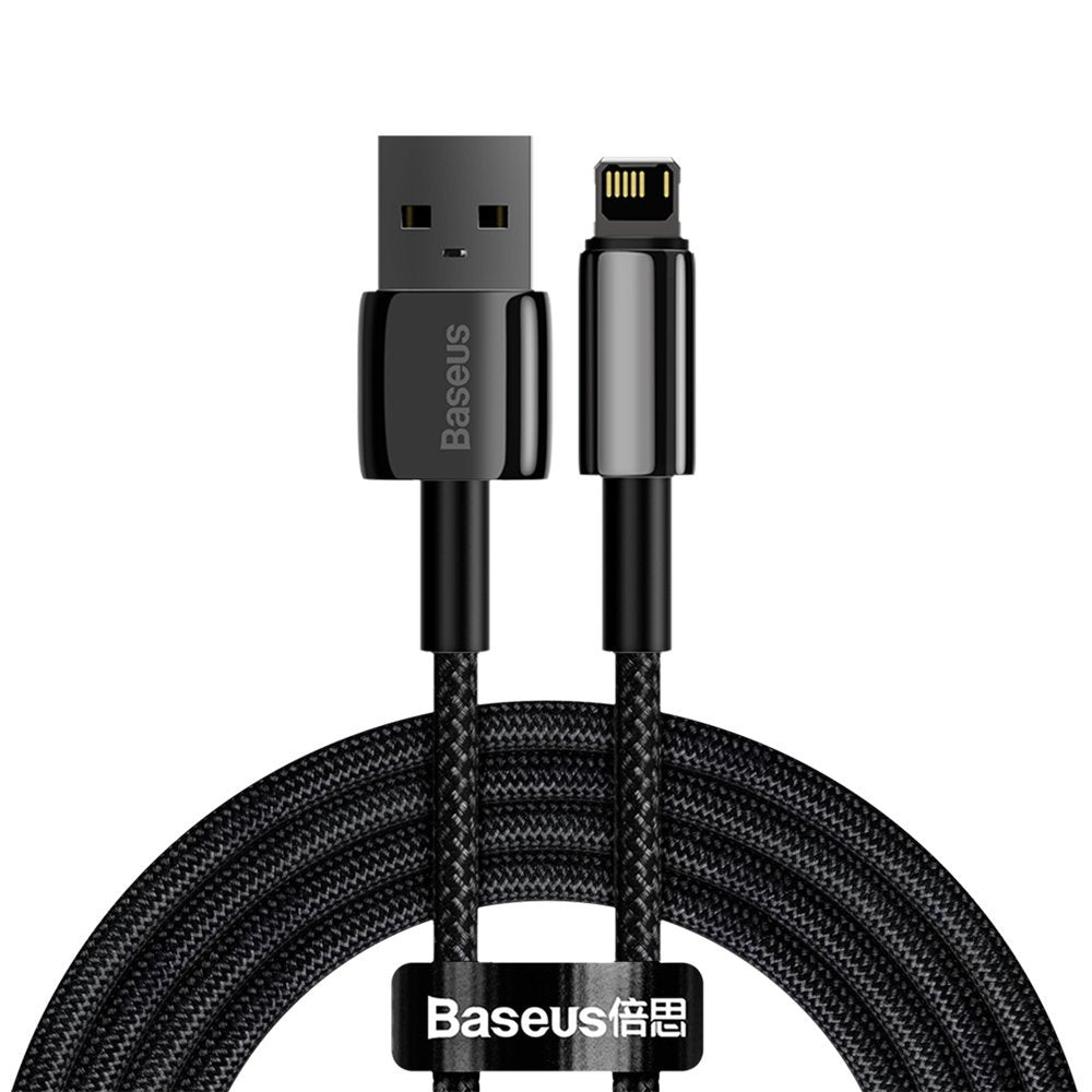 USB till Lightning Data- och Laddningskabel Baseus Tungsten Gold, 2m, 2.4A, Svart CALWJ-A01