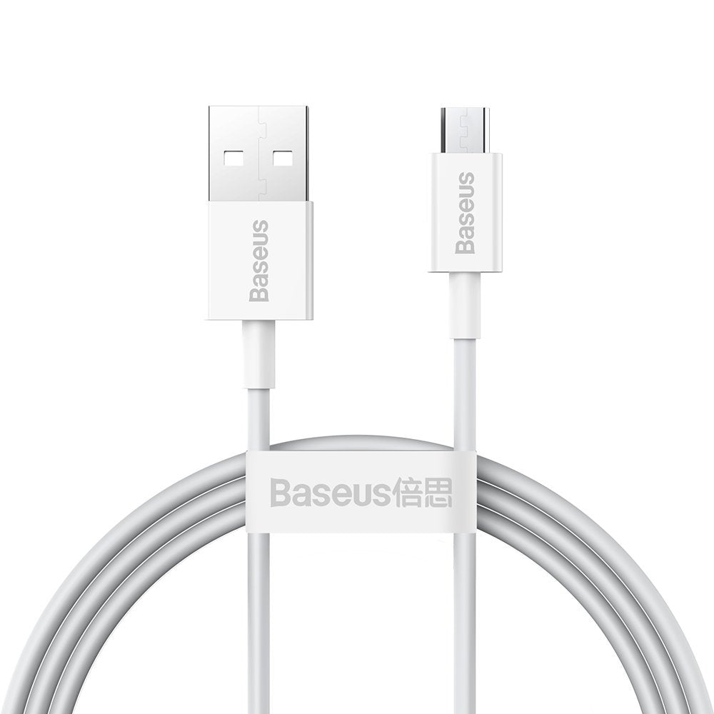 Data- och laddningskabel USB-A - microUSB Baseus Superior Series, 18W, 1m, Vit CAMYS-02