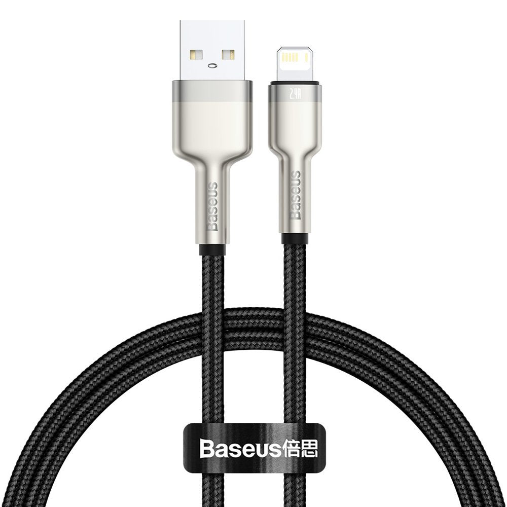 USB-A to Lightning Data and Charging Cable Baseus Cafule Metal Series, 18W, 0.25m, Black CALJK-01
