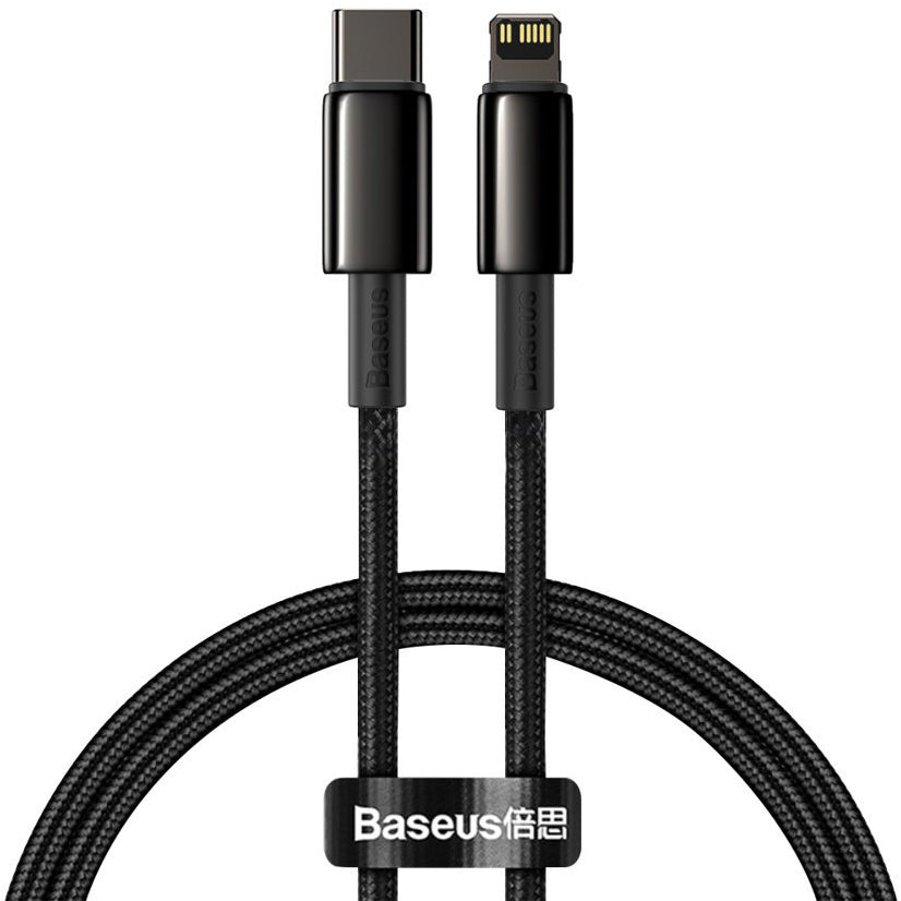 Data- och laddningskabel USB-C - Lightning Baseus Tungsten Tungsten Gold, 20W, 1m, svart CATLWJ-01 CATLWJ-01
