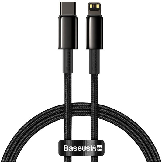 Data- och laddningskabel USB-C - Lightning Baseus Tungsten Tungsten Gold, 20W, 1m, svart CATLWJ-01 CATLWJ-01