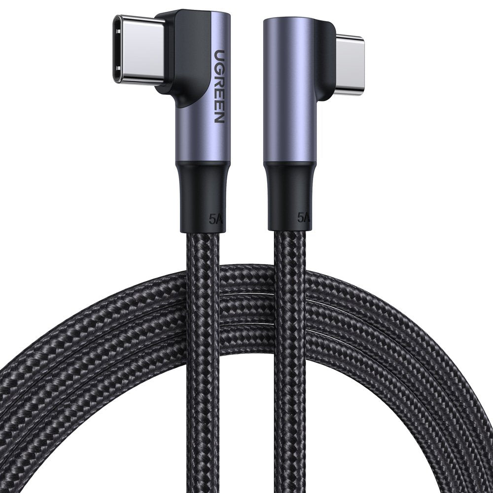USB-C data- och laddningskabel - USB-C UGREEN US335 vinklad, 100W, 1m, svart
