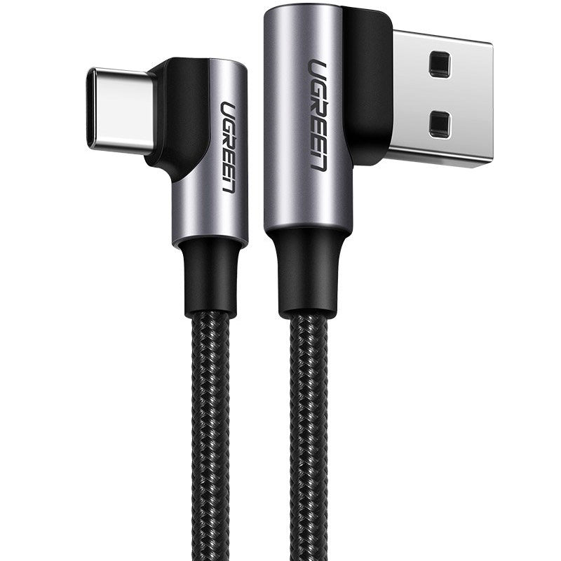 Data- och laddningskabel från USB-A till USB-C UGREEN US255 Vinklad, 60W, 1m, Grå