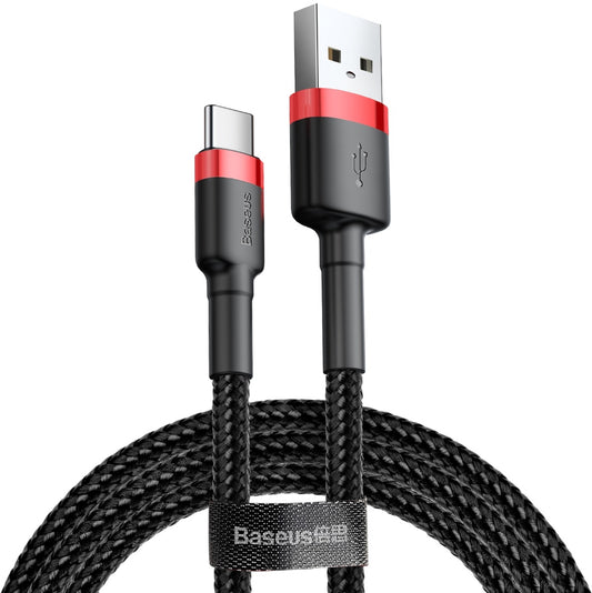 Data- och laddningskabel USB-A - USB-C Baseus Cafule, 60W, 0,5m, Röd CATKLF-A91