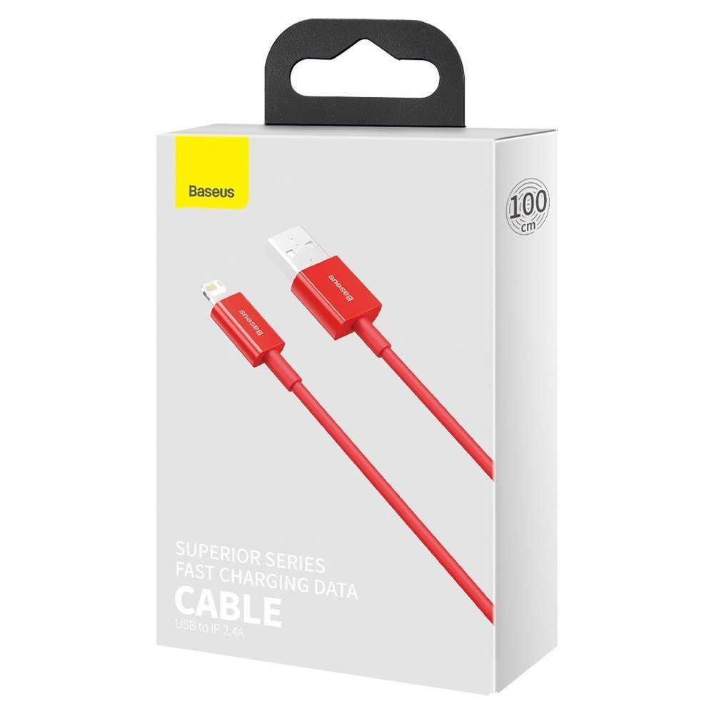 Data- och laddningskabel USB-A - Lightning Baseus Superior Series, 20W, 1m, Röd CALYS-A09