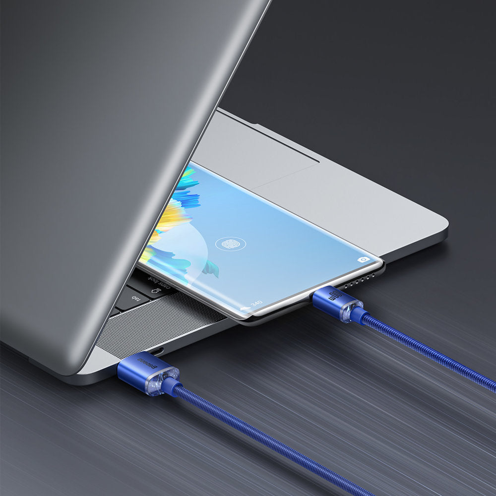 USB-A till USB-C Baseus Crystal Shine Series data- och laddningskabel, 100W, 2m, blå CAJY000503