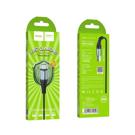 HOCO X38 Cool USB-A - microUSB data- och laddningskabel, 18W, 1m, svart