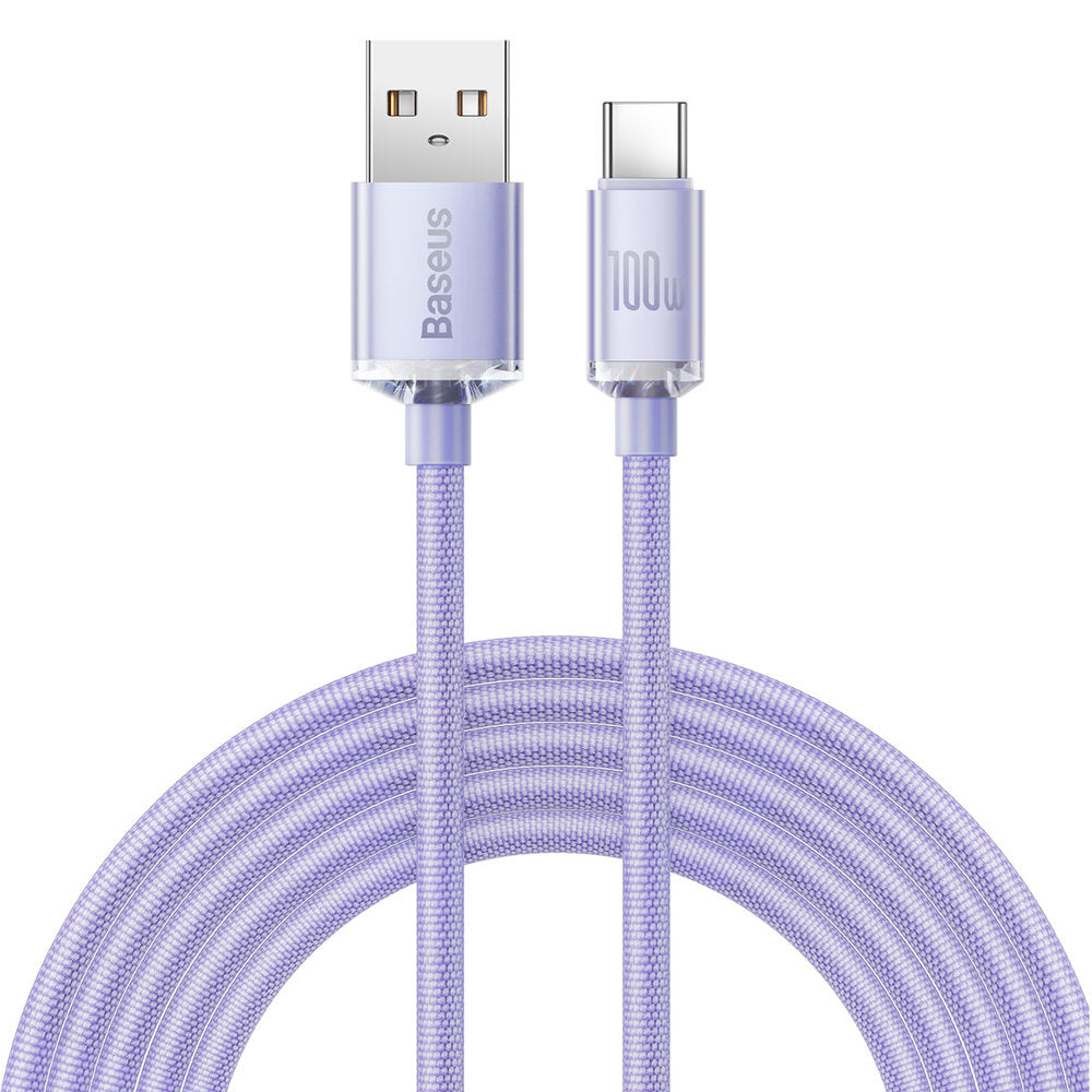 USB-A till USB-C Baseus Crystal Shine Series data- och laddningskabel, 100W, 1.2m, Lila CAJY000405
