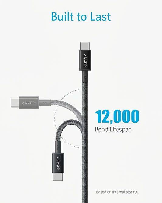 USB-C data- och laddningskabel - USB-C Anker 310, 240 W, 0,9 m, svart A81D5H11