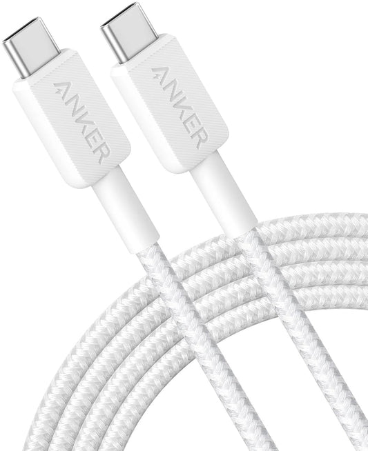 USB-C data- och laddningskabel - USB-C Anker 322, 60W, 0,9m, vit A81F5G21