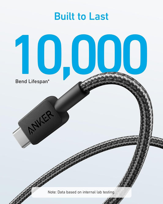 Data- och laddningskabel USB-A - USB-C Anker 322, 18W, 0,9m, svart A81H5G11