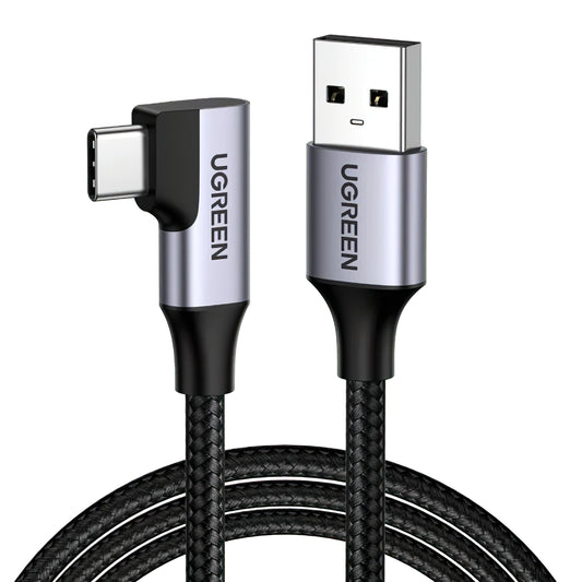 Data and Charging Cable USB-A - USB-C UGREEN US385 Angled, 60W, 1m, Grey, USB-A - USB-C