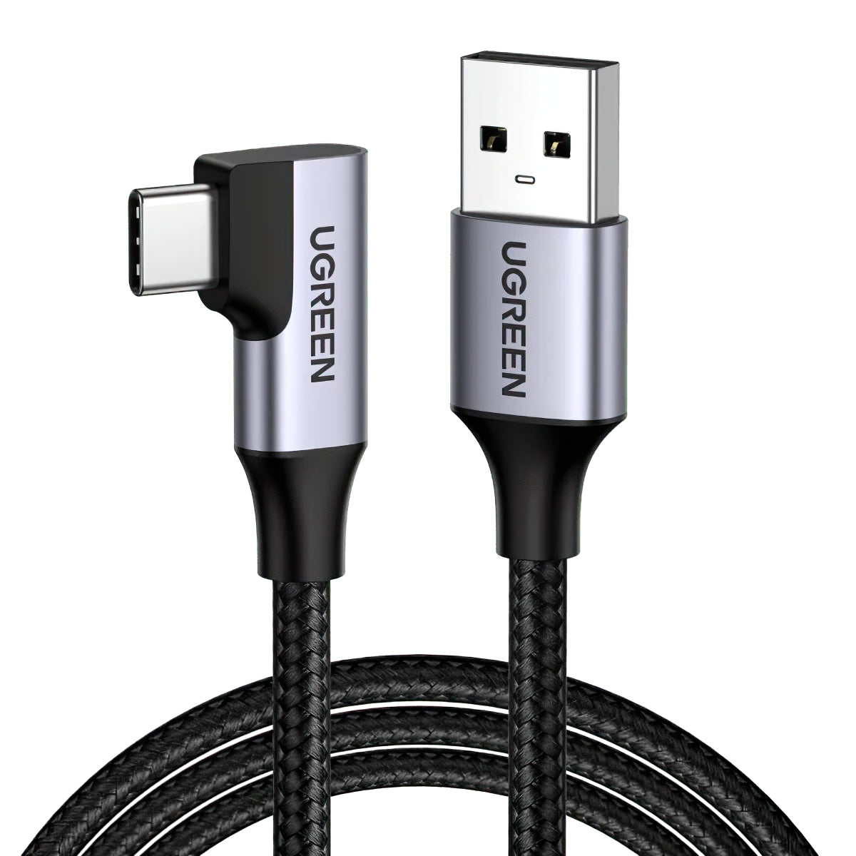 Data- och laddningskabel USB-A - USB-C UGREEN US385 Vinklad, 60W, 1m, Grå