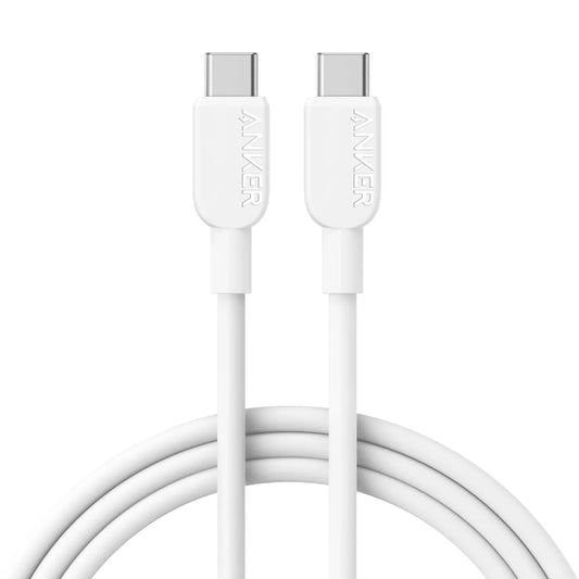 USB-C till USB-C Anker 310 data- och laddningskabel, 240W, 0.9m, Vit A81D5H21