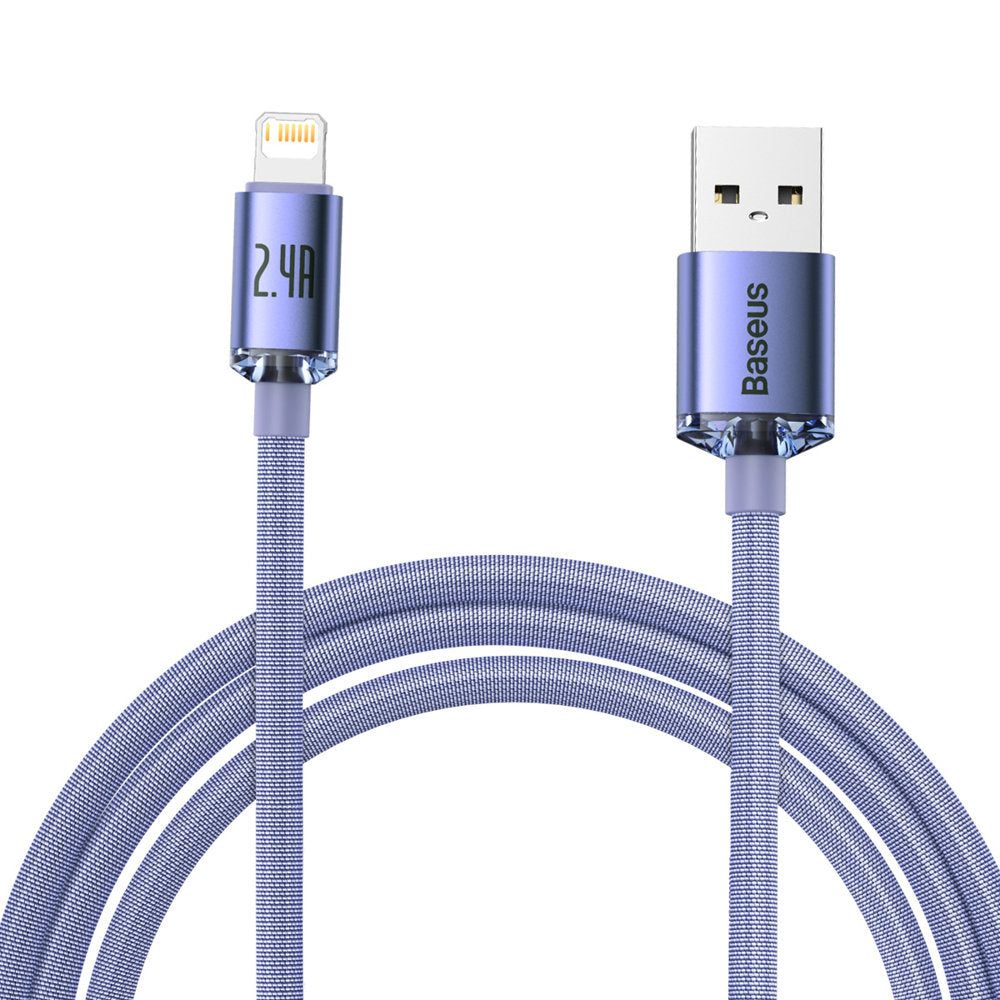 Data- och laddningskabel USB-A - Lightning Baseus Crystal Shine Series, 18W, 2m, Lila CAJY000105