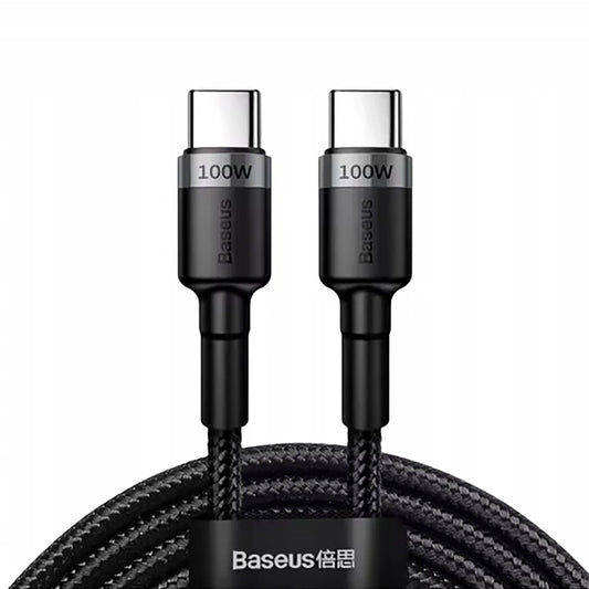 USB-C till USB-C Data- och Laddningskabel Baseus Cafule, 100W, 2m, Grå CATKLF-BLG1