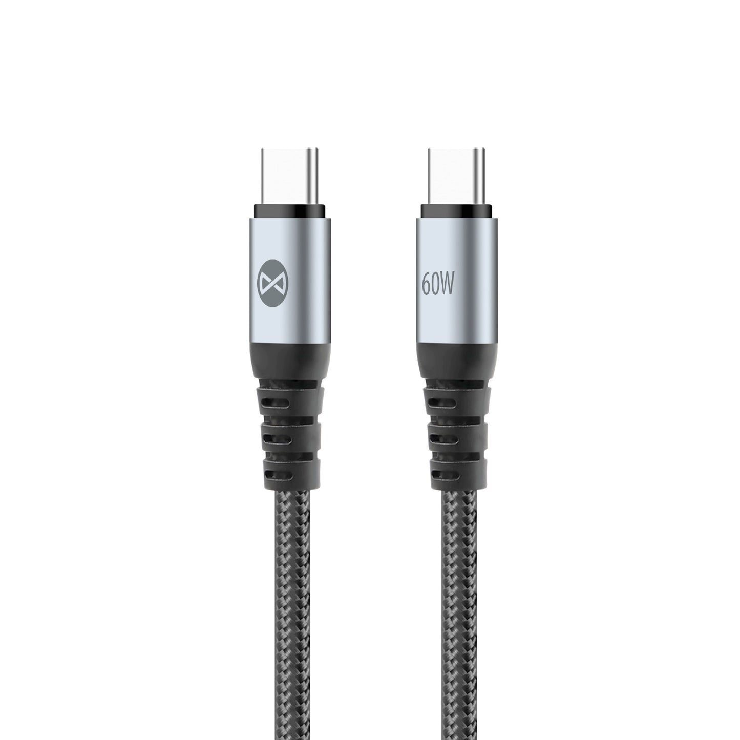USB-C Data and Charging Cable - USB-C Forever Braix, 60W, 1m, Black