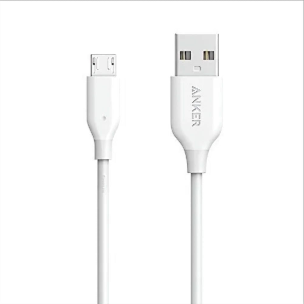 Data- och laddningskabel USB-A till microUSB Anker PowerLine, 18W, 1m, Vit A8132H21