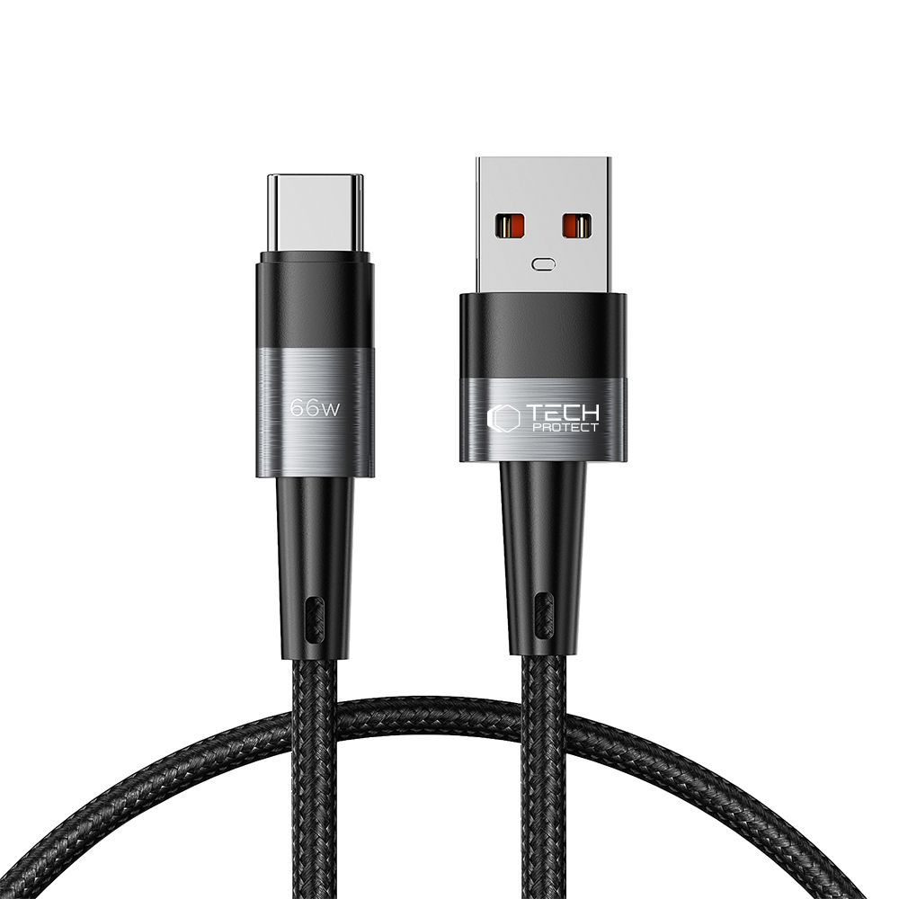 USB-A till USB-C data- och laddningskabel Tech-Protect Ultraboost, 66W, 0,5m, Grå