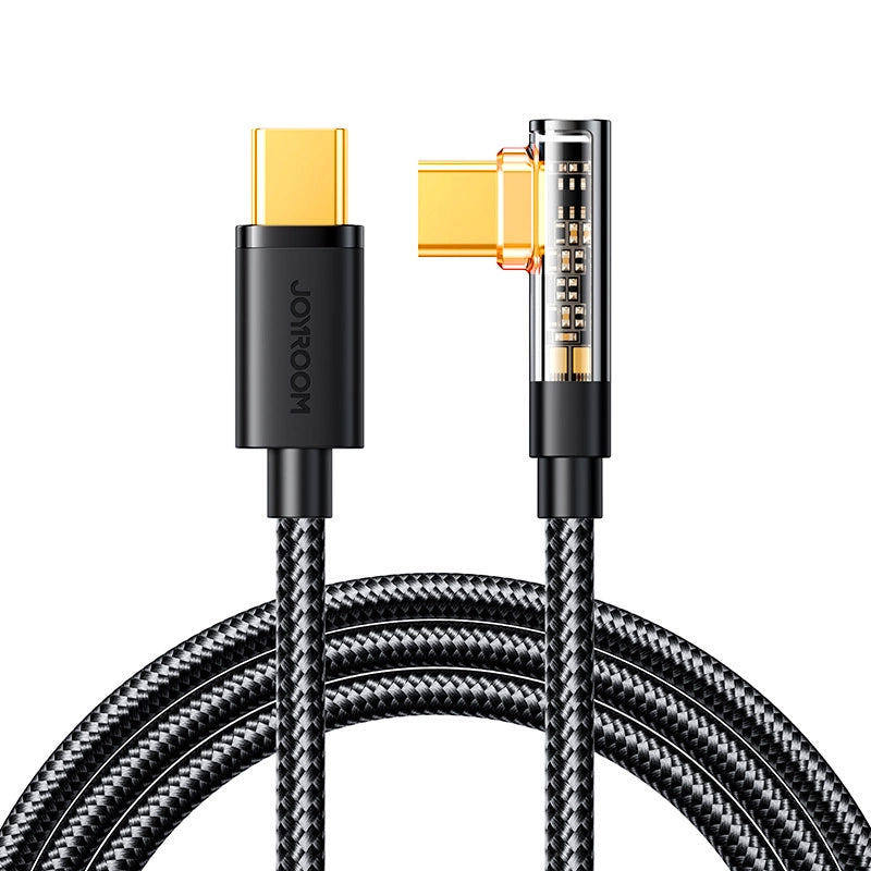 USB-C till USB-C data- och laddningskabel Joyroom S-A6 Angled, 100W, 1.2m, Svart
