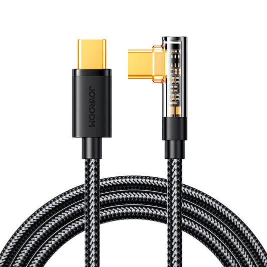 USB-C till USB-C data- och laddningskabel Joyroom S-CC100A6 Angled, 100W, 1.2m, Svart