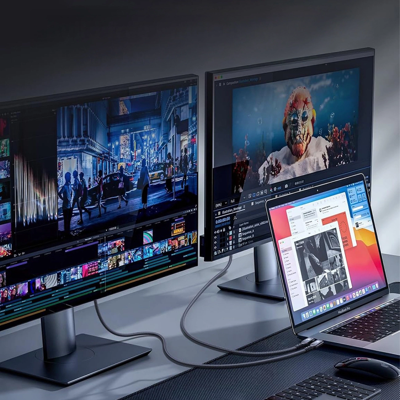 USB-C till USB-C Data- och Laddningskabel WZK WPS-UY42S, 240W, 2m, Svart