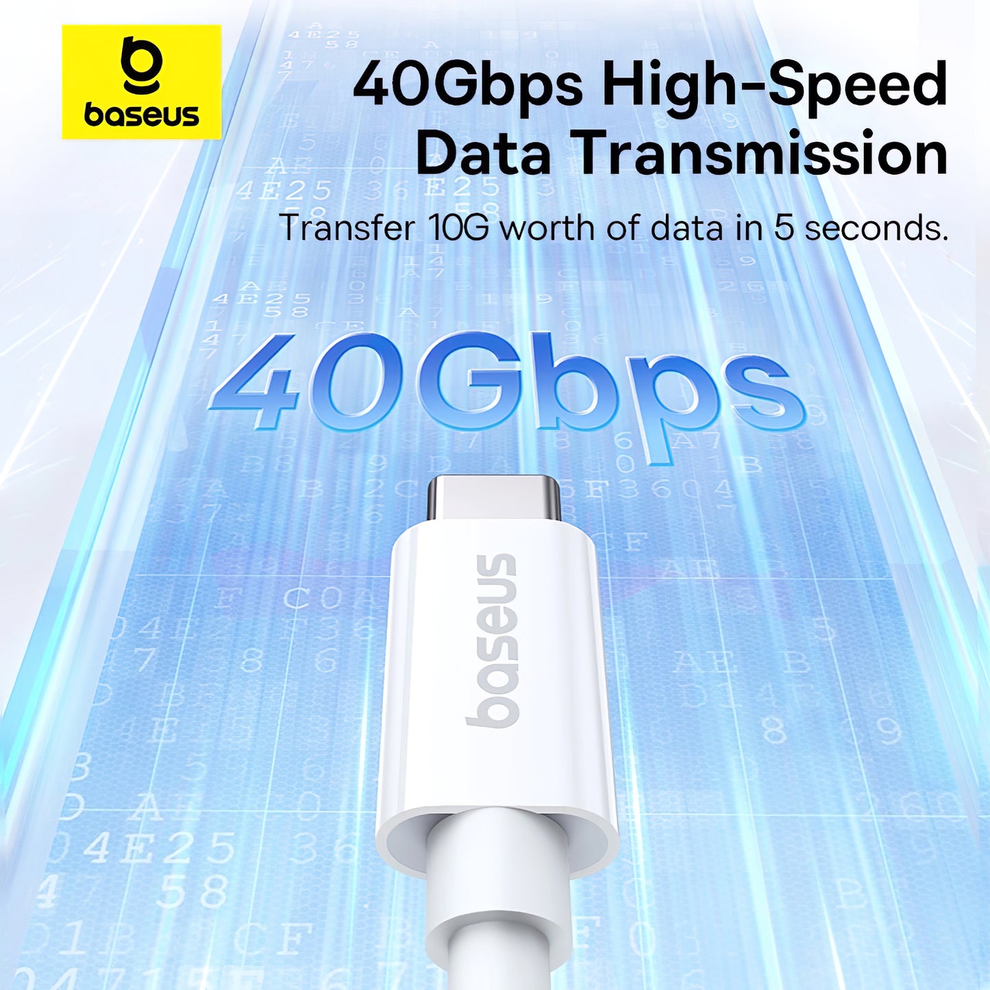 USB-C data- och laddningskabel - USB-C Baseus Superior Series 2, 240W, 1m, vit P10365200211-02